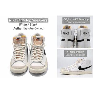 Nike High Top Sneakers White Black Authentic Pre-Owned 10.5 SIZE